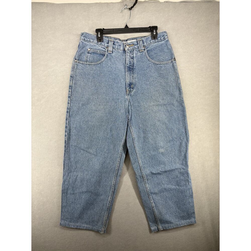 Anchor Blue Jeans Mens Loose Baggy Skate Y2K Hip Hop Pants Size 33x26 See Pictur